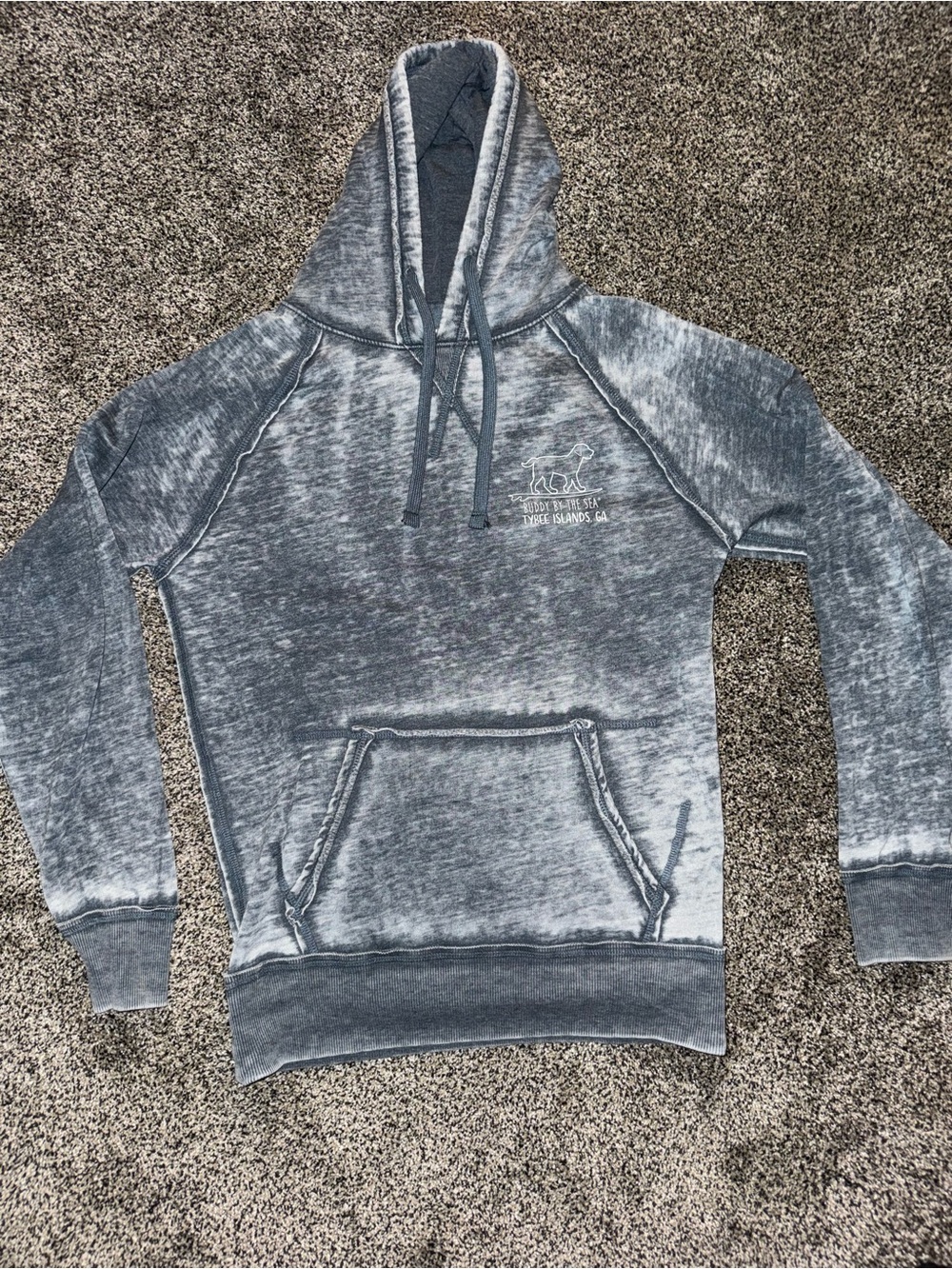 Women's Washed Gray Hooded Pullover Sweatshirt